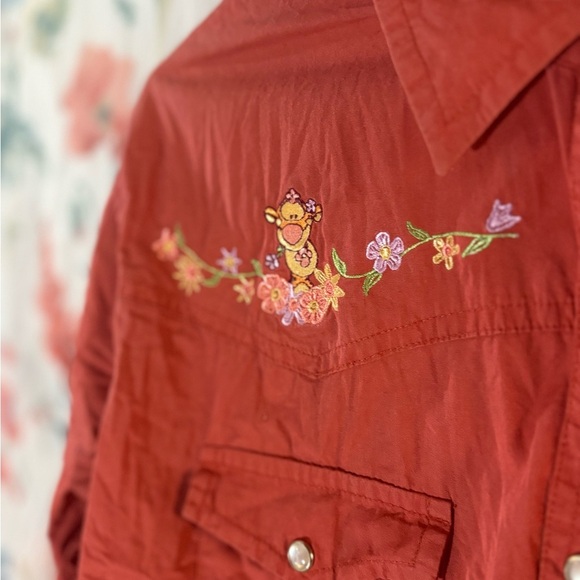 Disney Women's Coral Button Down Shirt with Winnie the Pooh Embroidery - Picture 6 of 13